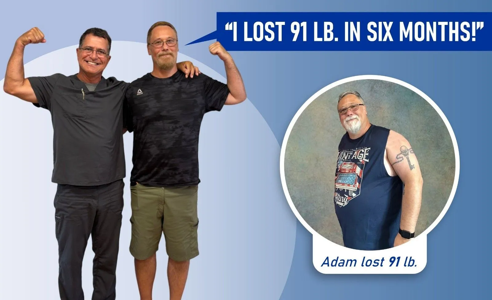 Adam lost 91 lbs!